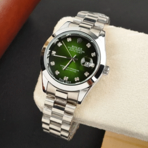 Rolex Watch – Silver with green Dial
