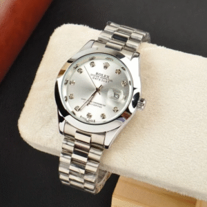 Rolex Watch – silver with white Dial